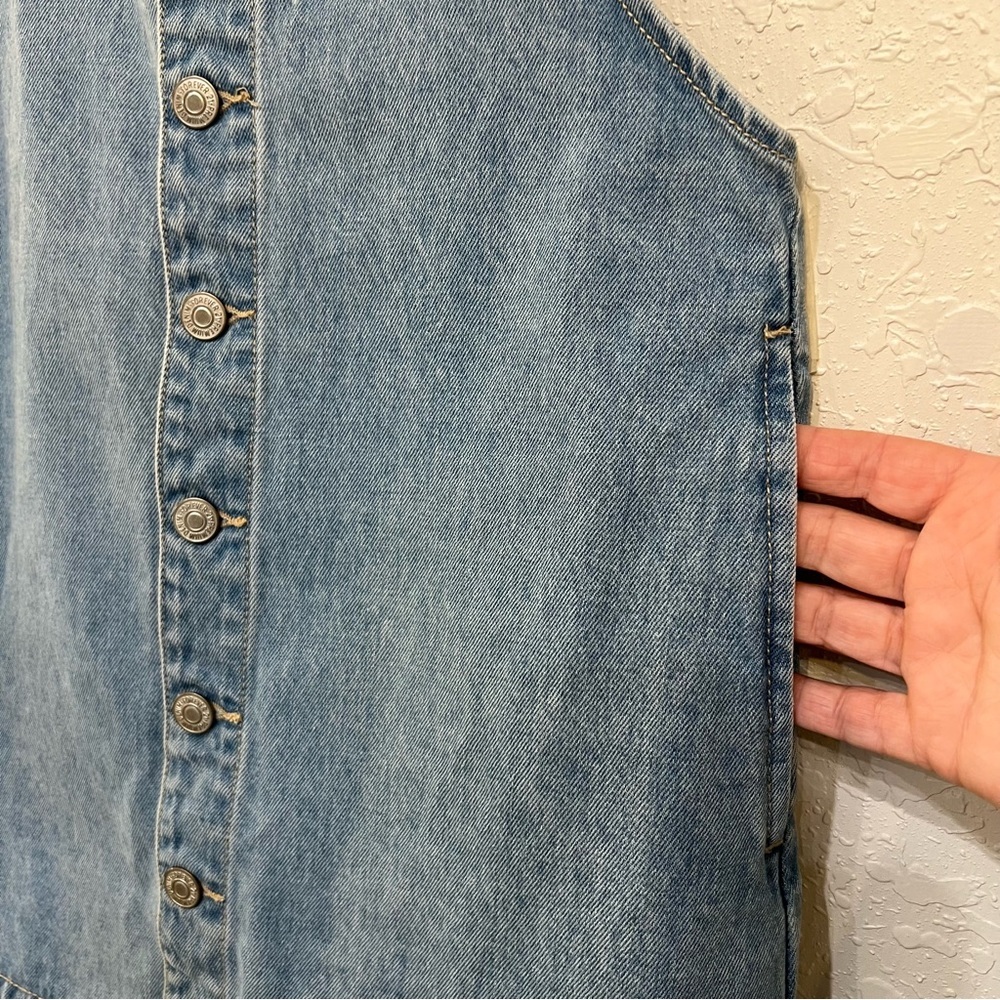 Forever 21 Denim Overall Dress Button Front Racerback Mini Small - Picture 3 of 10